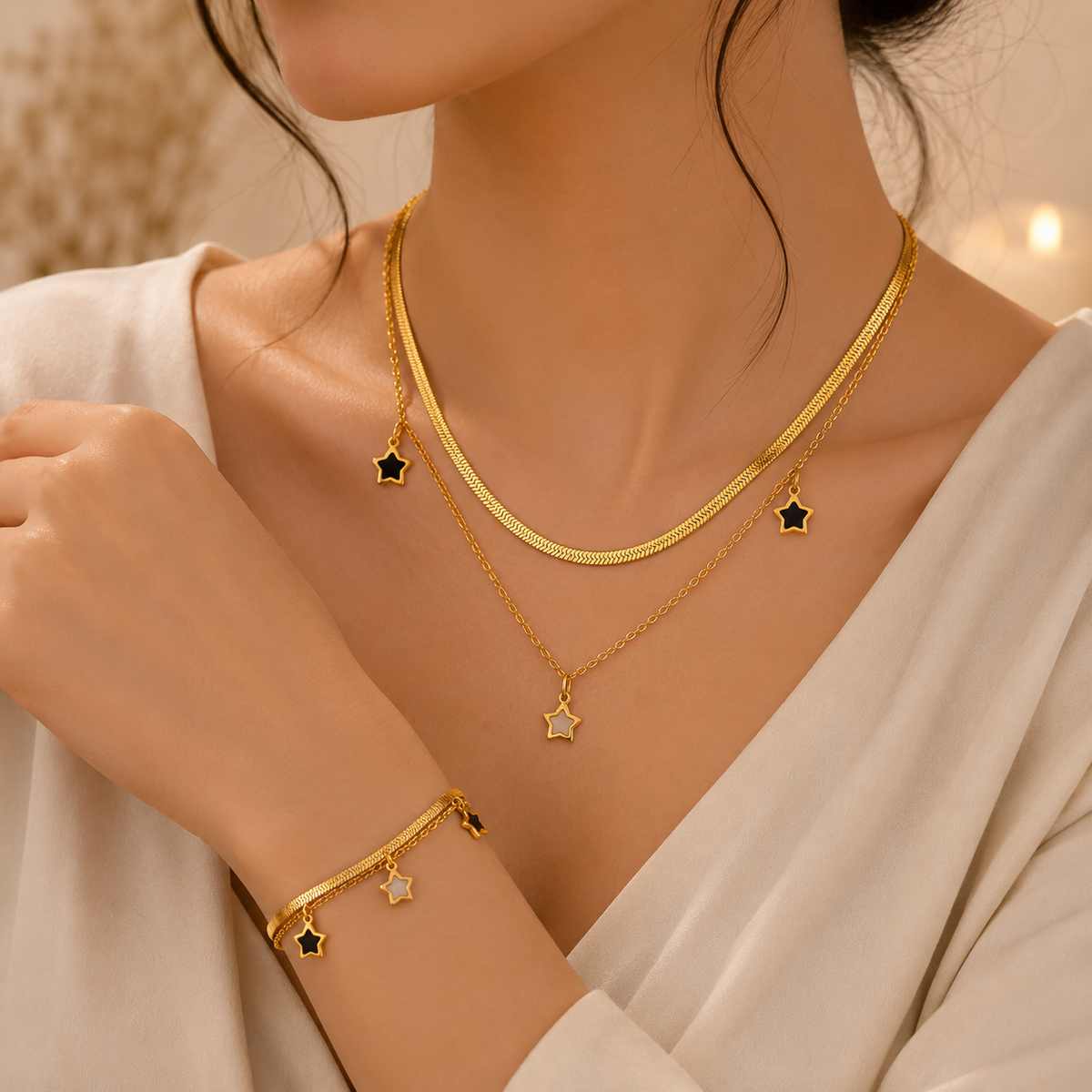 Luxury jewelry sets featuring matching necklaces, bracelets, and rings by Sultan Jewelers.