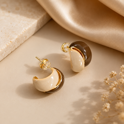 Luna White Shell Gold-Plated Hoop Earrings for Women | Sultan Jewelers