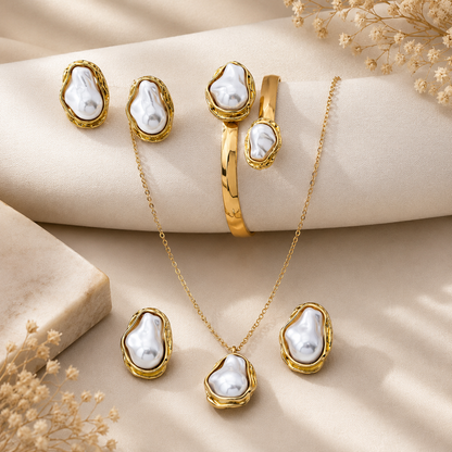 Gold-Plated Pearl Jewelry Set for Women | Sultan Jewelers