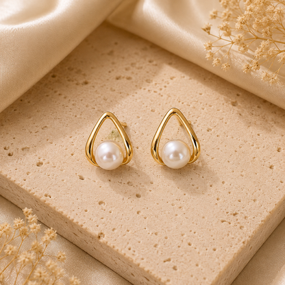 Elegant Pearl Drop Gold Stud Earrings for Women for Women | Sultan Jewelers