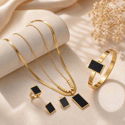 Luxury Black Rectangle 5-Piece Jewelry Set for Women for Women | Sultan Jewelers