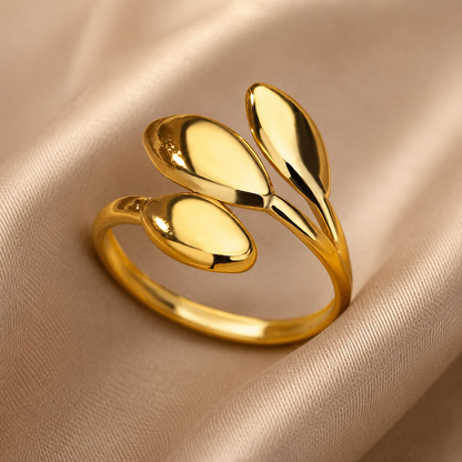 Elegant Gold-Plated Adjustable Leaf Ringfor Women | Sultan Jewelers