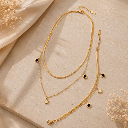 Luxury Celestial Star Gold Necklace & Bracelet Set for Women | Sultan Jewelers