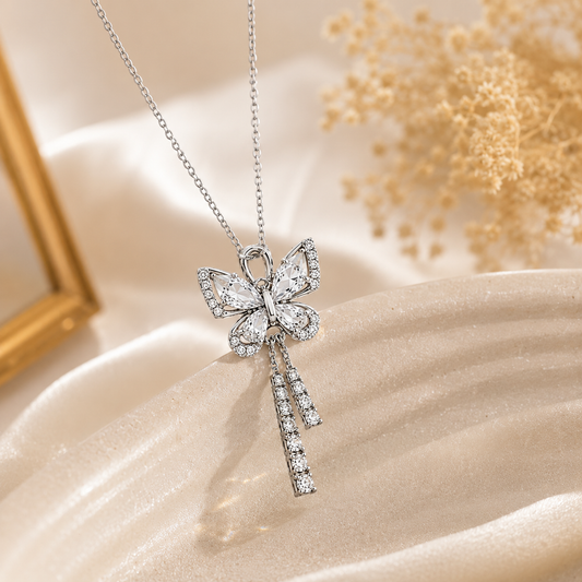 Silver Butterfly Crystal Pendant Necklace for Women | Sultan Jewelers