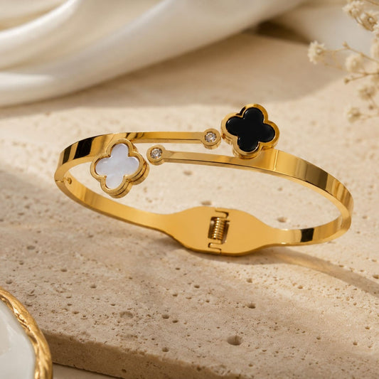 Gold Plated Stainless Steel Double Clover Bracelet for Women | Sultan Jewelers