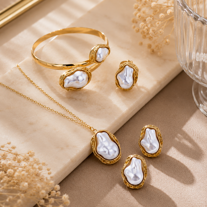 Luxury Gold-Plated Pearl Jewelry Set | Sultan JewelersSet