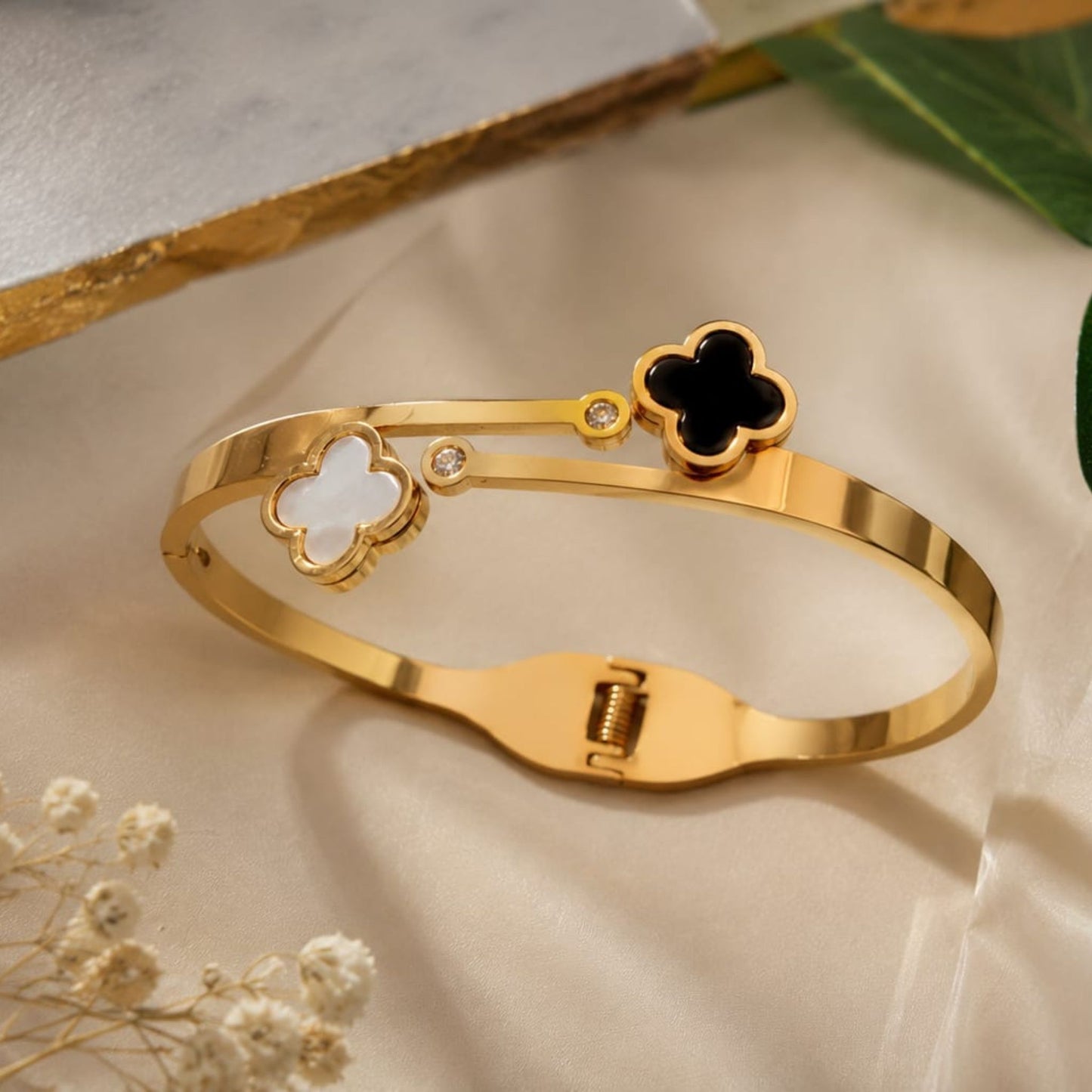Luxury Gold Plated Stainless Steel Double Clover Bracelet | Sultan Jewelers