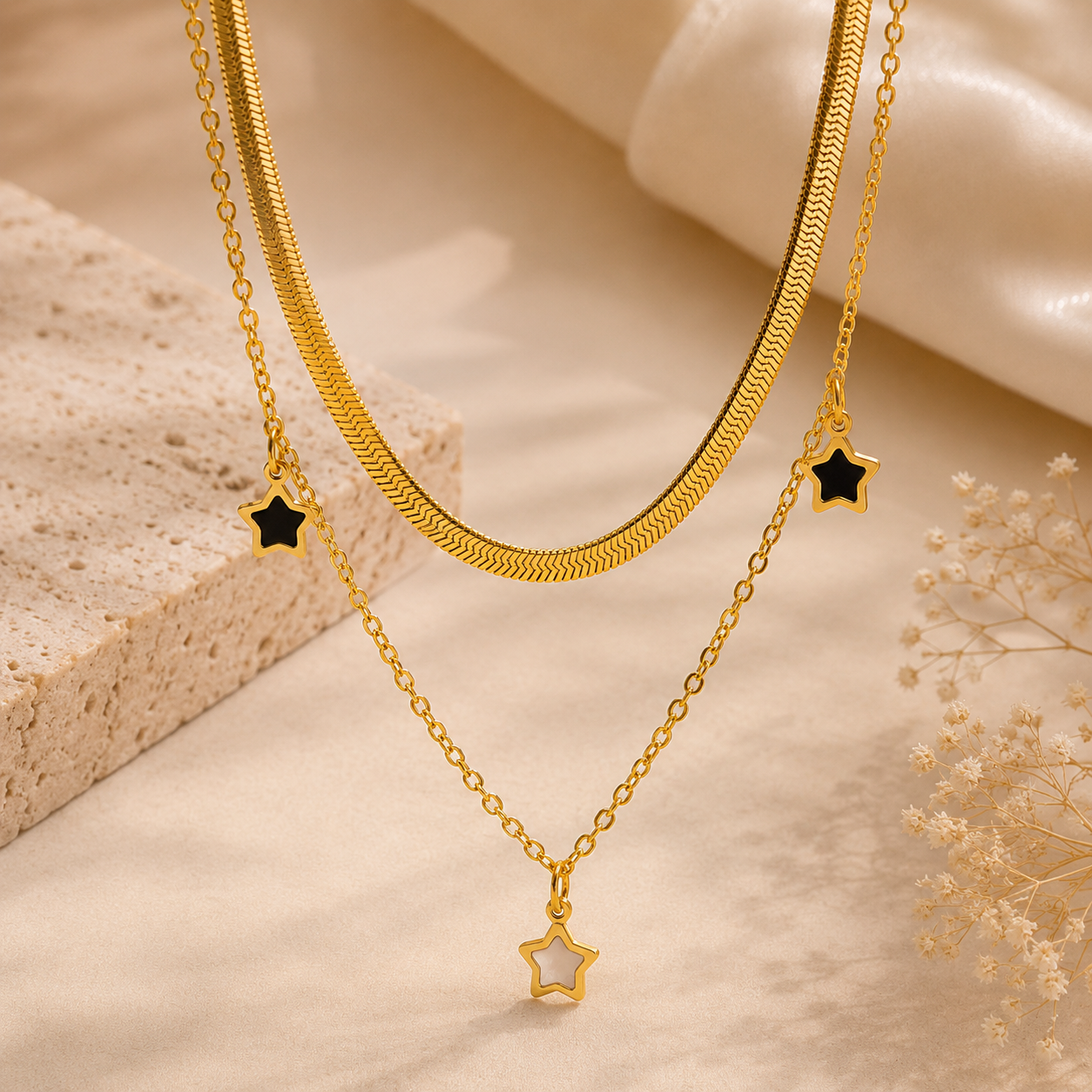 Celestial Star Gold Necklace & Bracelet Set for Women for Women | Sultan Jewelers