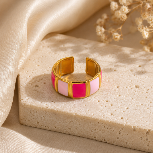 Elegant Gold-Plated Color Block Adjustable Ring for Women for Women | Sultan Jewelers