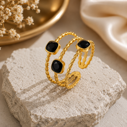 Luxury Elegant Triple Band Adjustable Gold-Plated Ring for Women | Sultan Jewelers